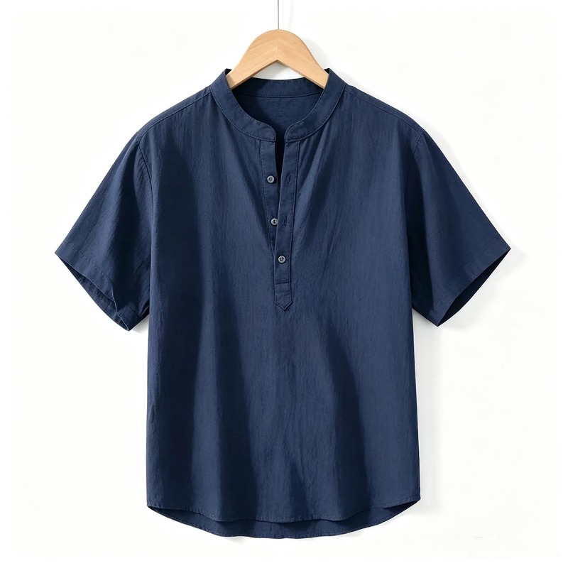 Linen Shirt Breathable - Summer Mens Short Sleeve Shirts Solid