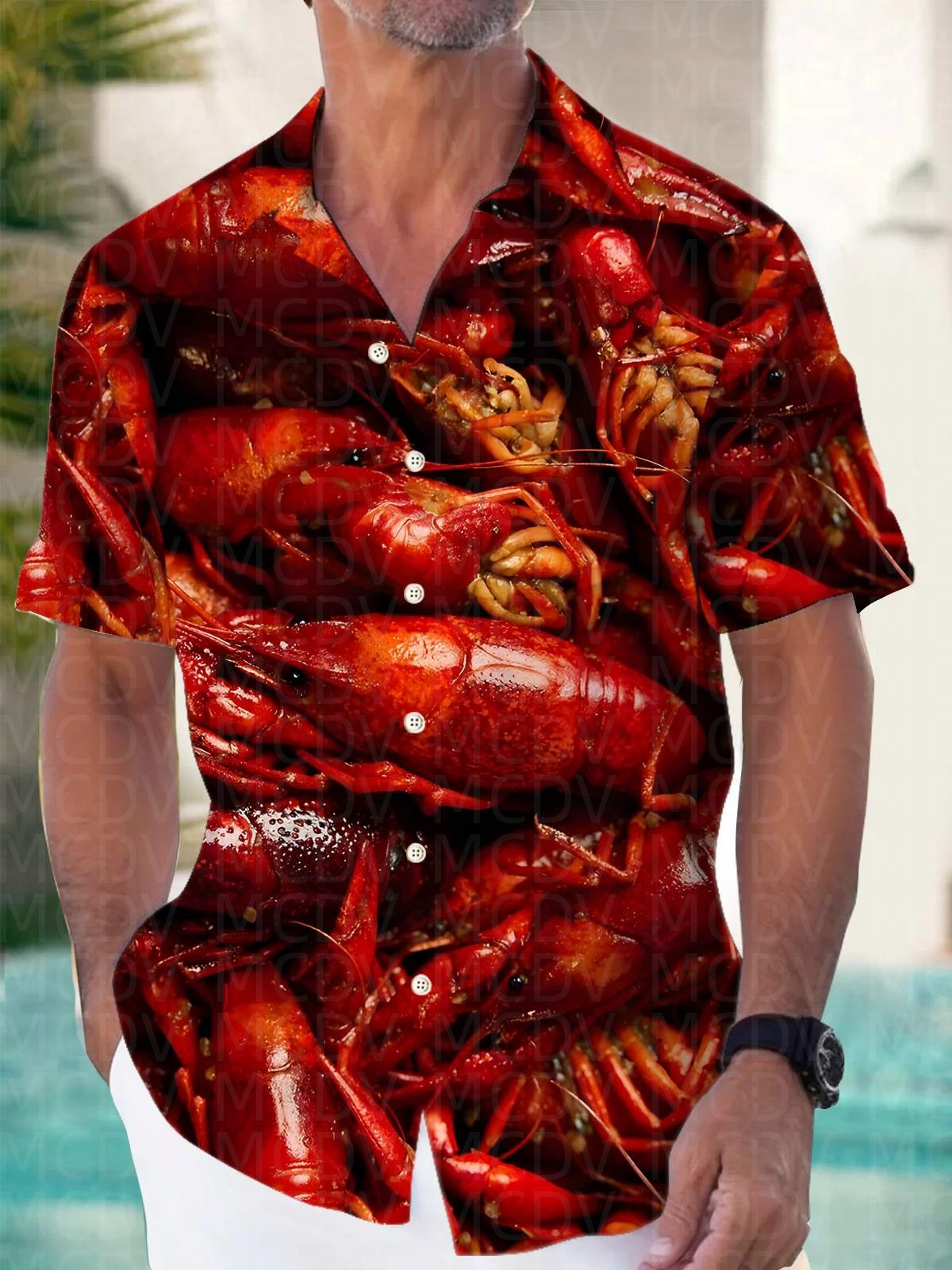 Shirt Camp Collar - Food Pattern Men's Hawaiian Shirt Stretch