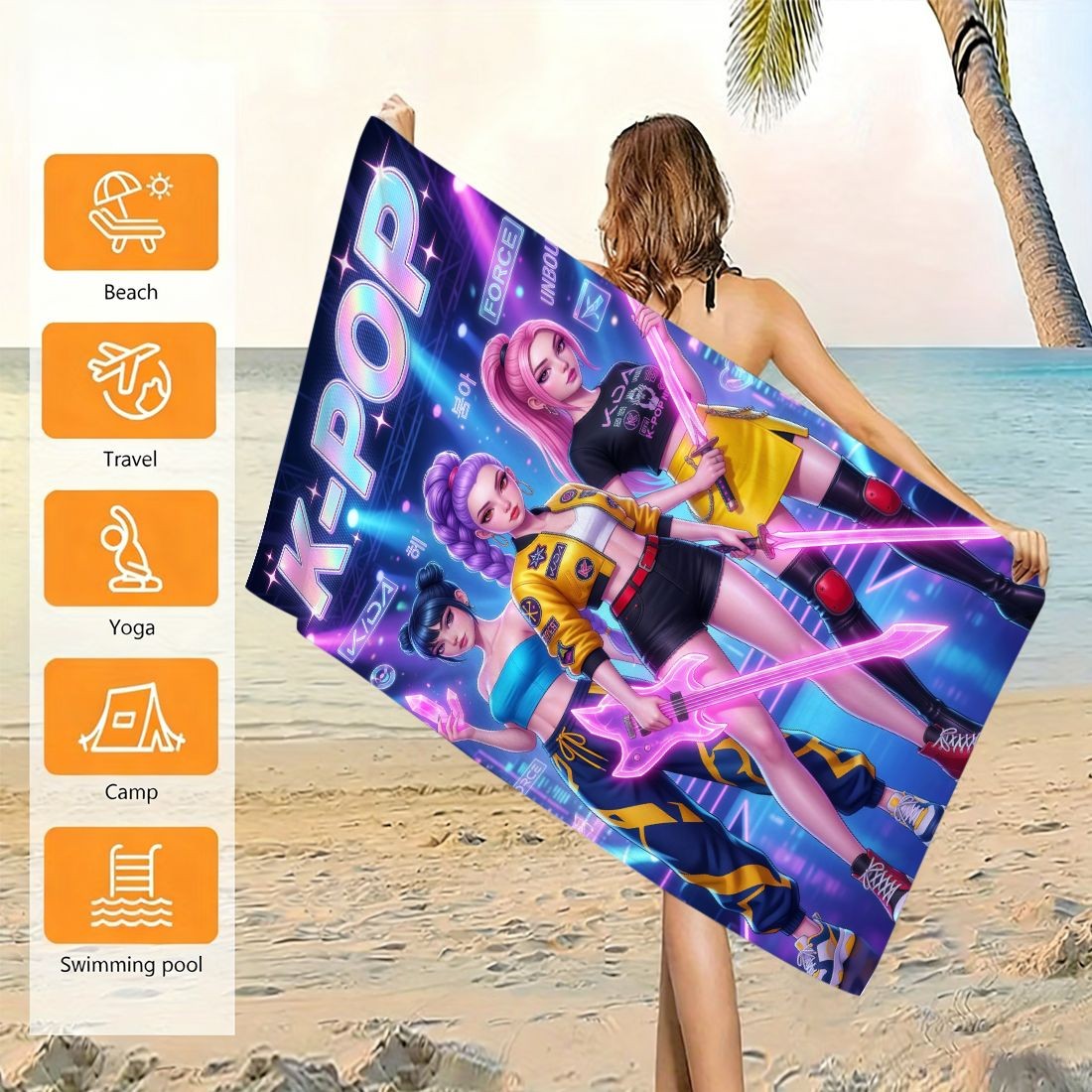 Beach Towel Large - K-Pop Idol Print Large Size Beach