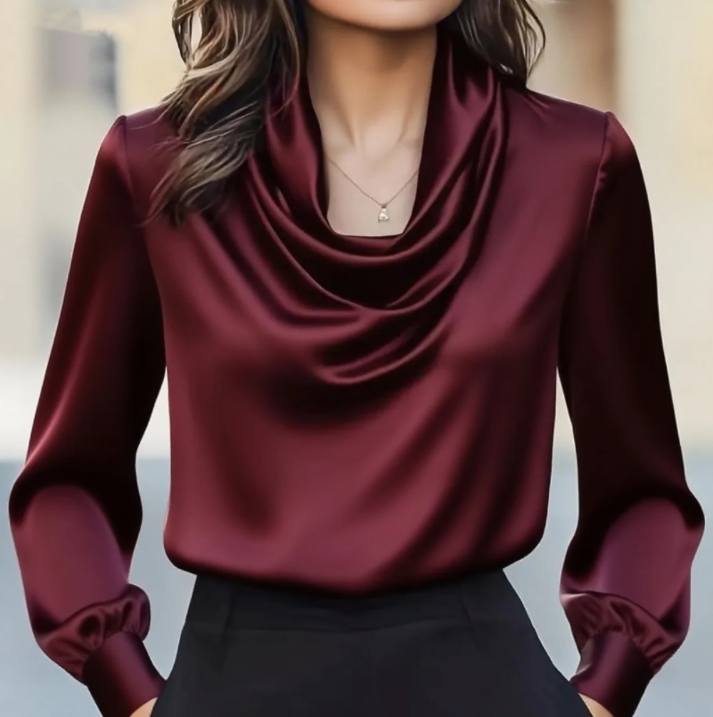 Shirt Camp Collar - Autumn fashion elegant temperament solid colour