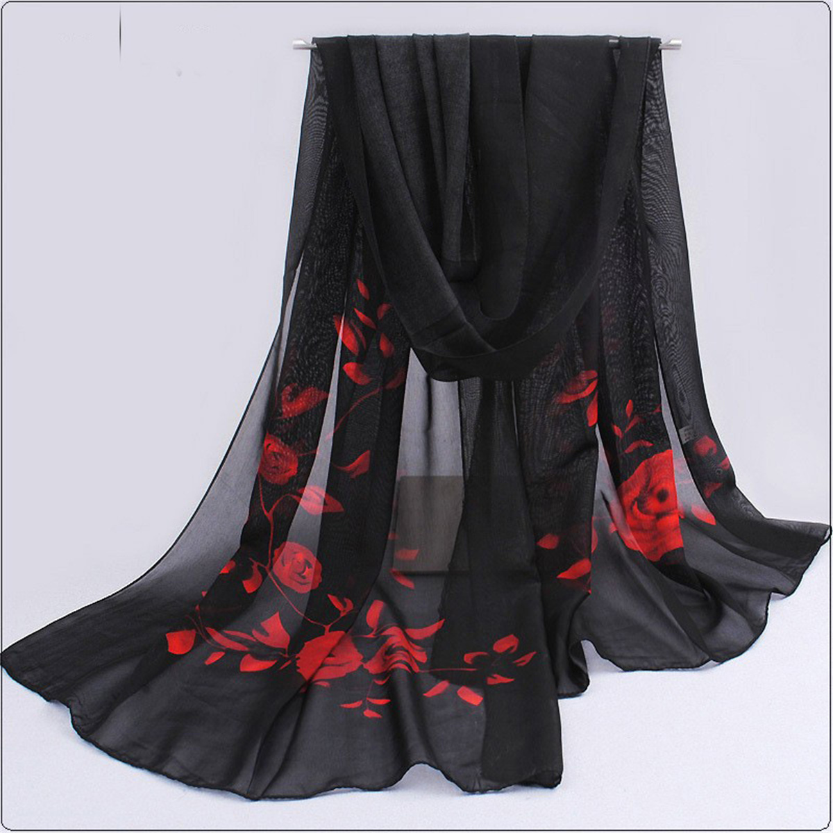 Beach Towel Large - 1pcs Chiffon Scarf Simple Elegant Floral