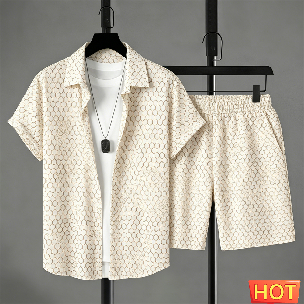 Shirt Camp Collar - Summer Outfits Man Shirt Set Gradient