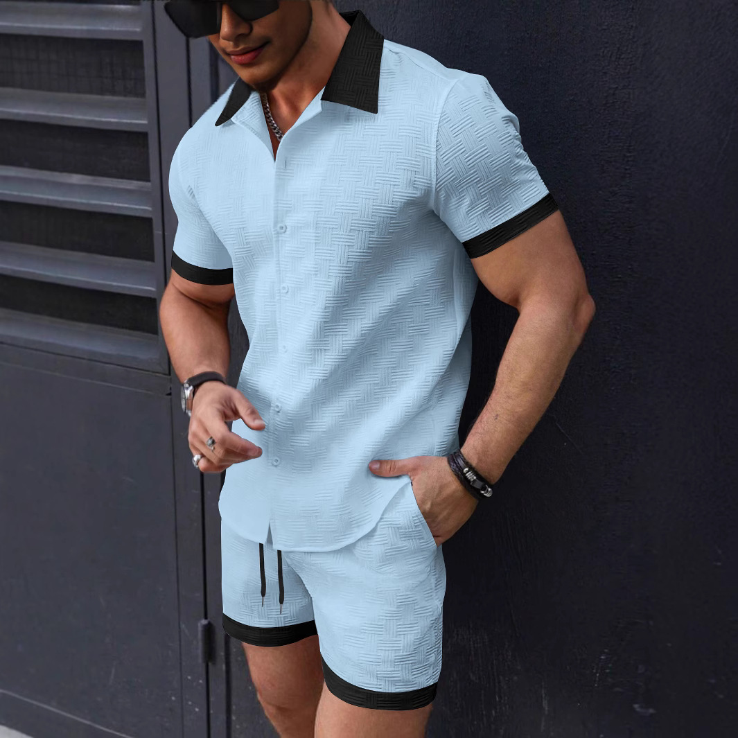 Short Linen Drawstring - Matching Sets Trend Men Suit Linen