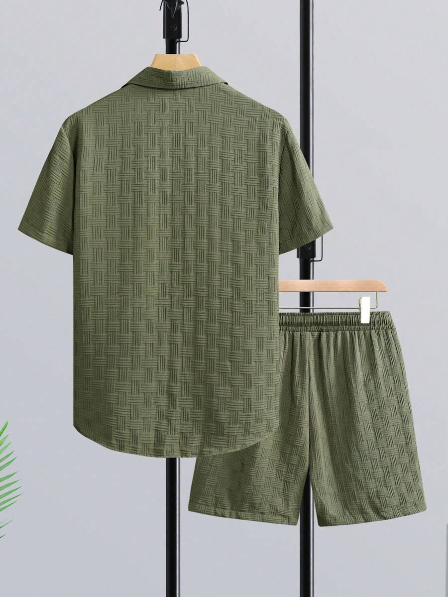 Short Linen Drawstring - Genlund Men's Mature Vacation Short Sleeve