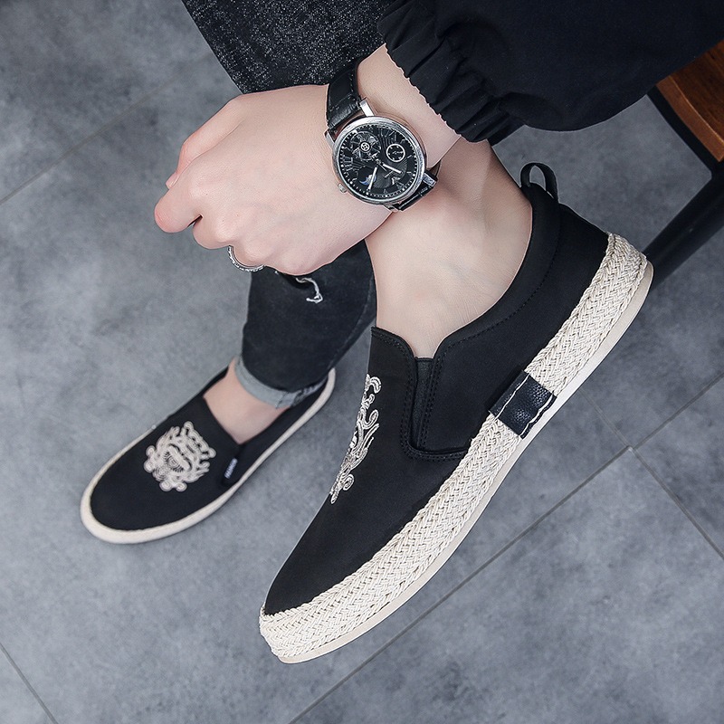 black Breathable shoes for man - Espadrille Slip On ulasan dan harga