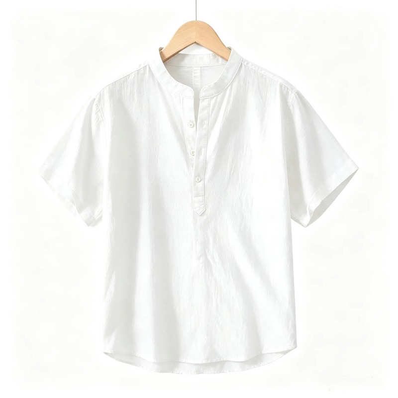 Summer Mens Short Sleeve Shirt - Linen Shirt Breathable ulasan dan harga