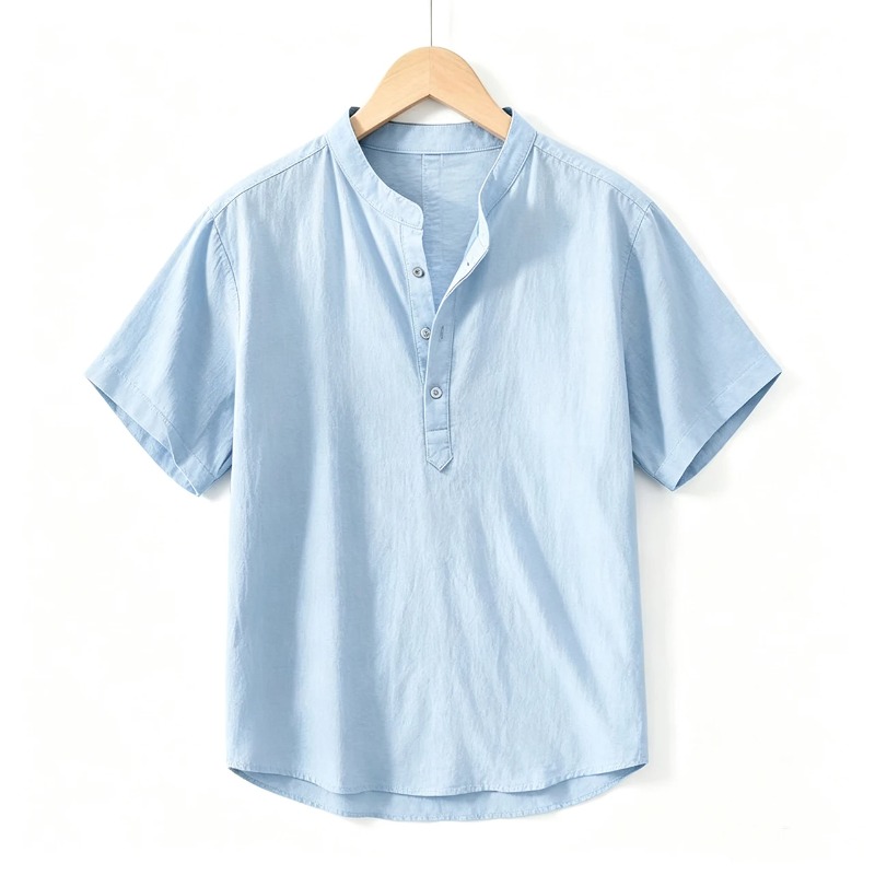 Summer Mens Short Sleeve Shirt - Linen Shirt Breathable ulasan dan harga