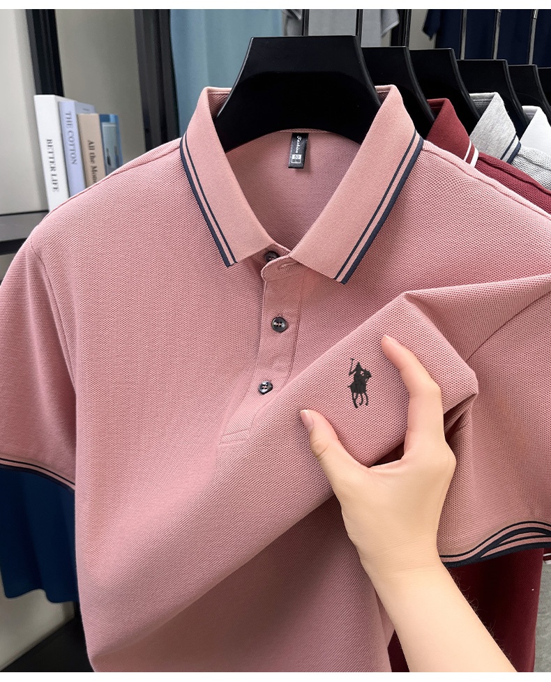 Summer Striped Collar Polo Shi - Polo Shirt Pique ulasan dan harga