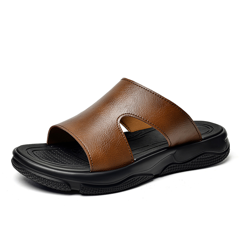 Men's Leather Slide Sandals No - Flip Flop Leather Men ulasan dan harga
