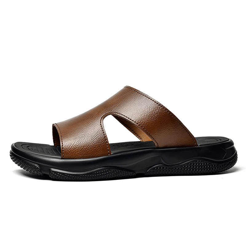 Men's Leather Slide Sandals No - Flip Flop Leather Men ulasan dan harga