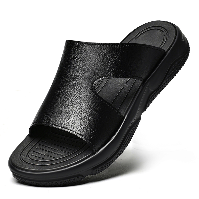 Men's Leather Slide Sandals No - Flip Flop Leather Men ulasan dan harga