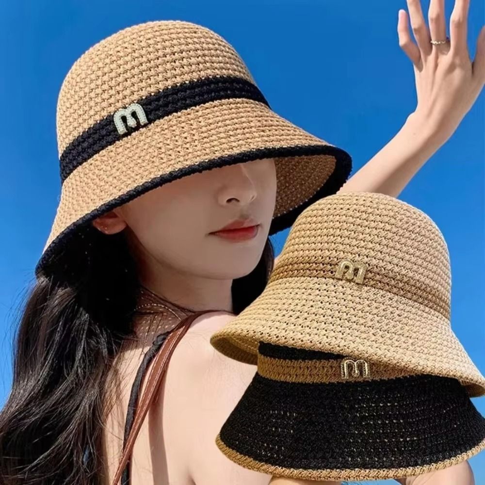 Breathable Elegant Bow Fisherm - Bucket Hat Straw ulasan dan harga