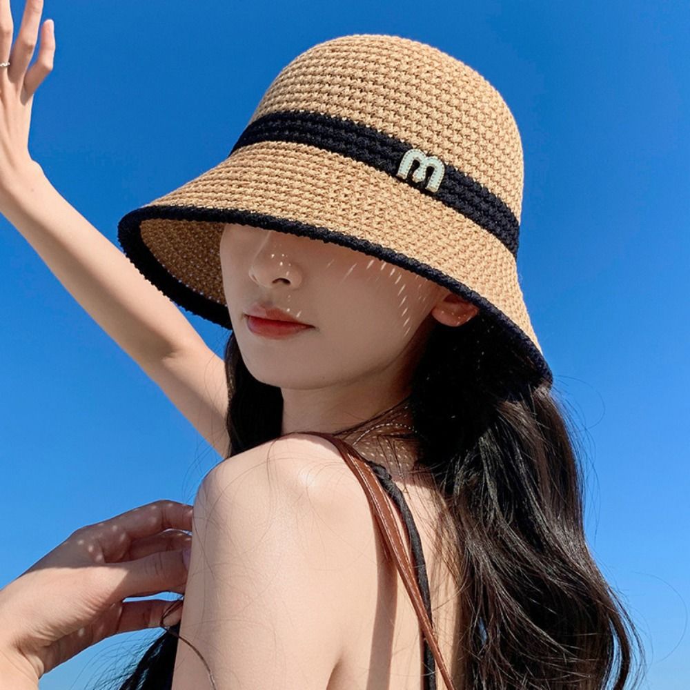 Breathable Elegant Bow Fisherm - Bucket Hat Straw ulasan dan harga
