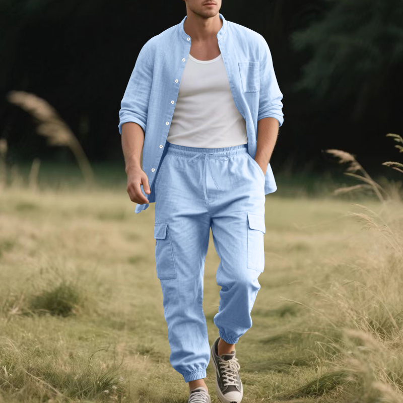 Men's Linen Breathable Two-Pie - Linen Shirt Breathable ulasan dan harga