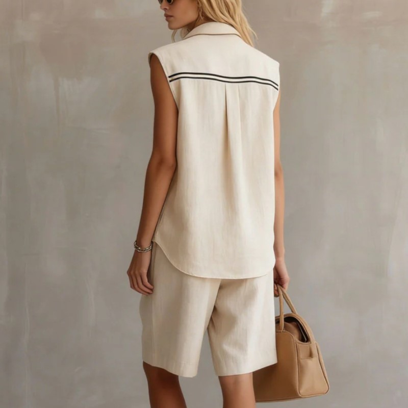 Summer Fashion Solid Linen Ble - Shirt Camp Collar ulasan dan harga