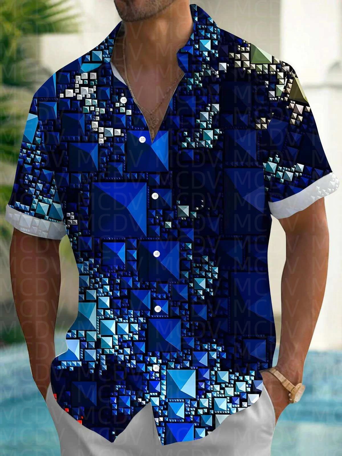 Sun Pattern Style Men's Hawaii - Shirt Camp Collar ulasan dan harga