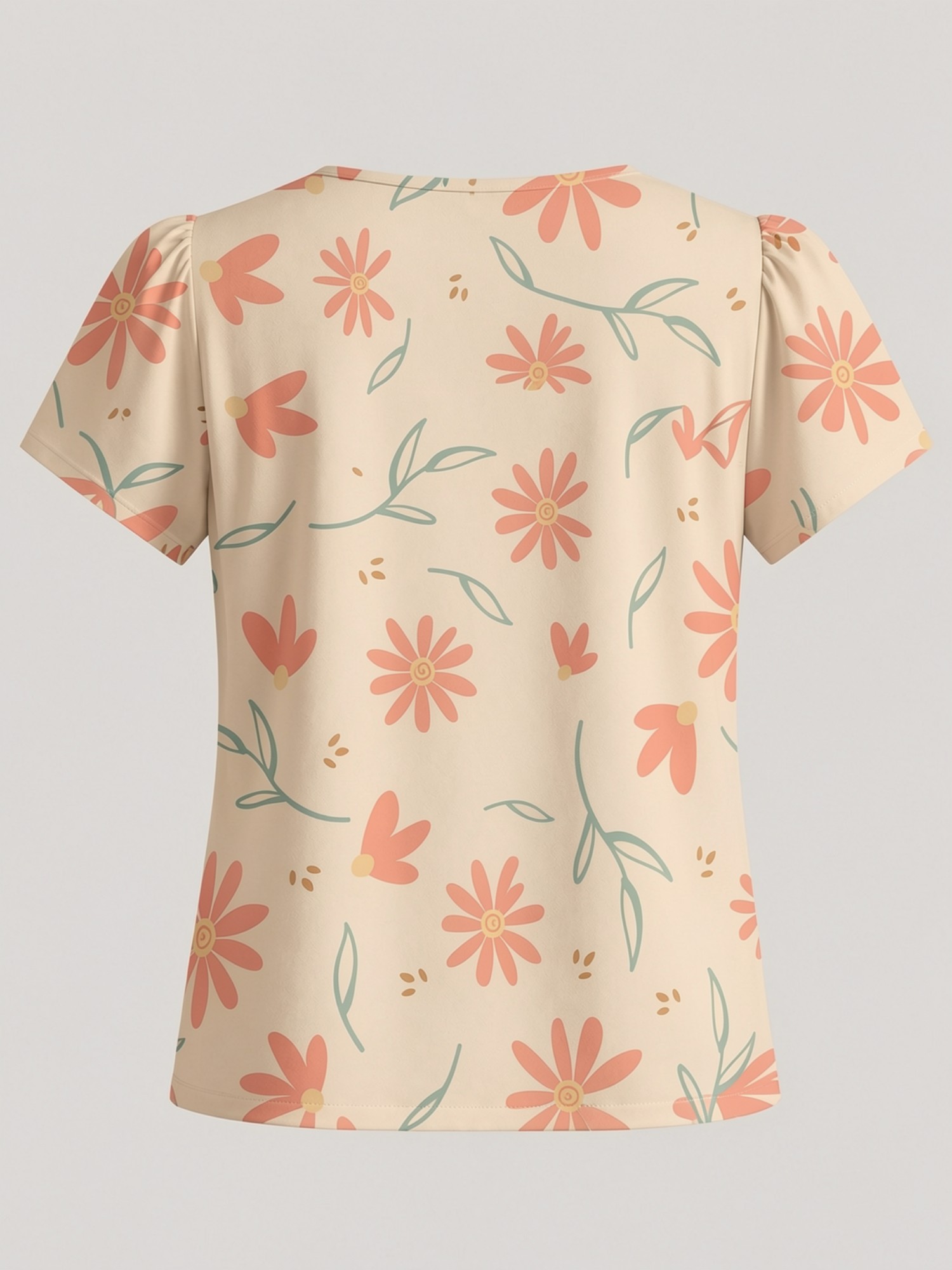 2026 New Women's Round Neck El - Resort Shirt Floral ulasan dan harga