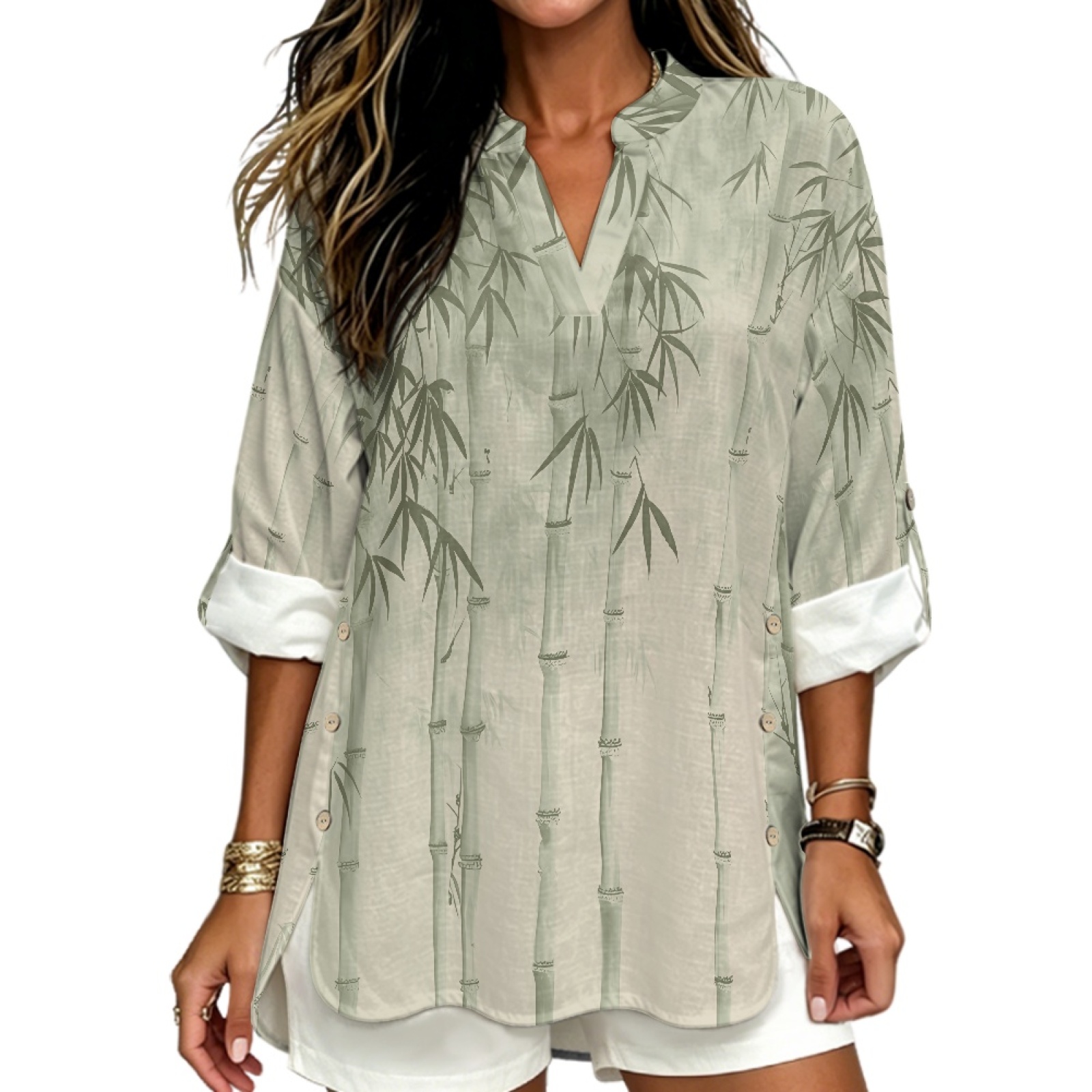 INSTANTARTS Women'S Linen V-Ne - Linen Shirt Breathable ulasan dan harga