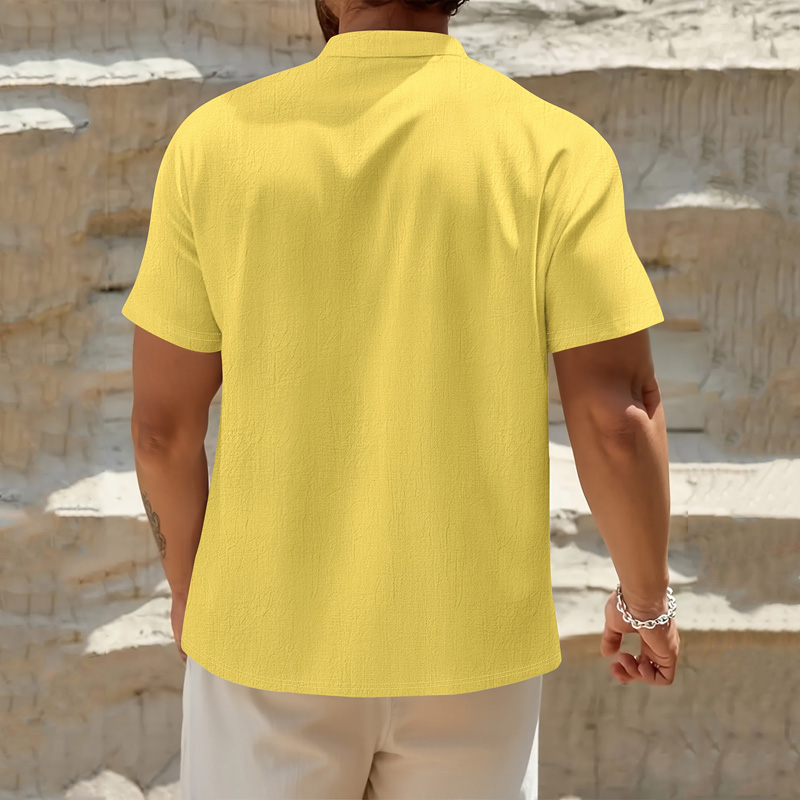 Men's Cotton Linen Henley Shir - Linen Shirt Breathable ulasan dan harga