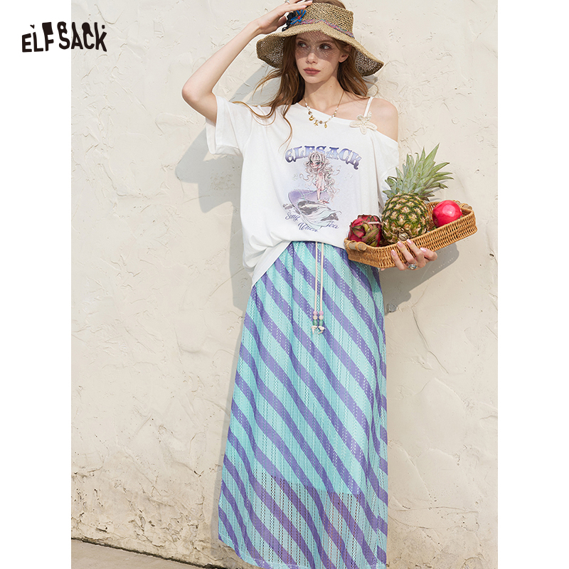 ELFSACK Women's Off Shoulder W - Tee Graphic Print ulasan dan harga