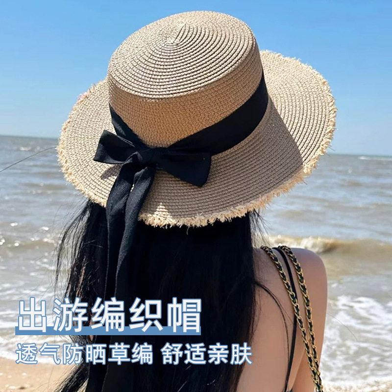 Women Straw Sun Hat Bowknot Su - Packable Hat Nylon ulasan dan harga