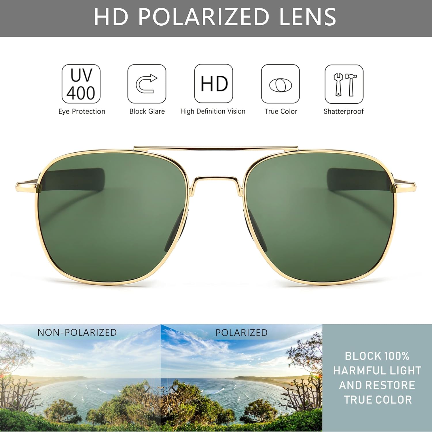 Men's Military Style Polarized - Sunglasses Aviator Polarized ulasan dan harga