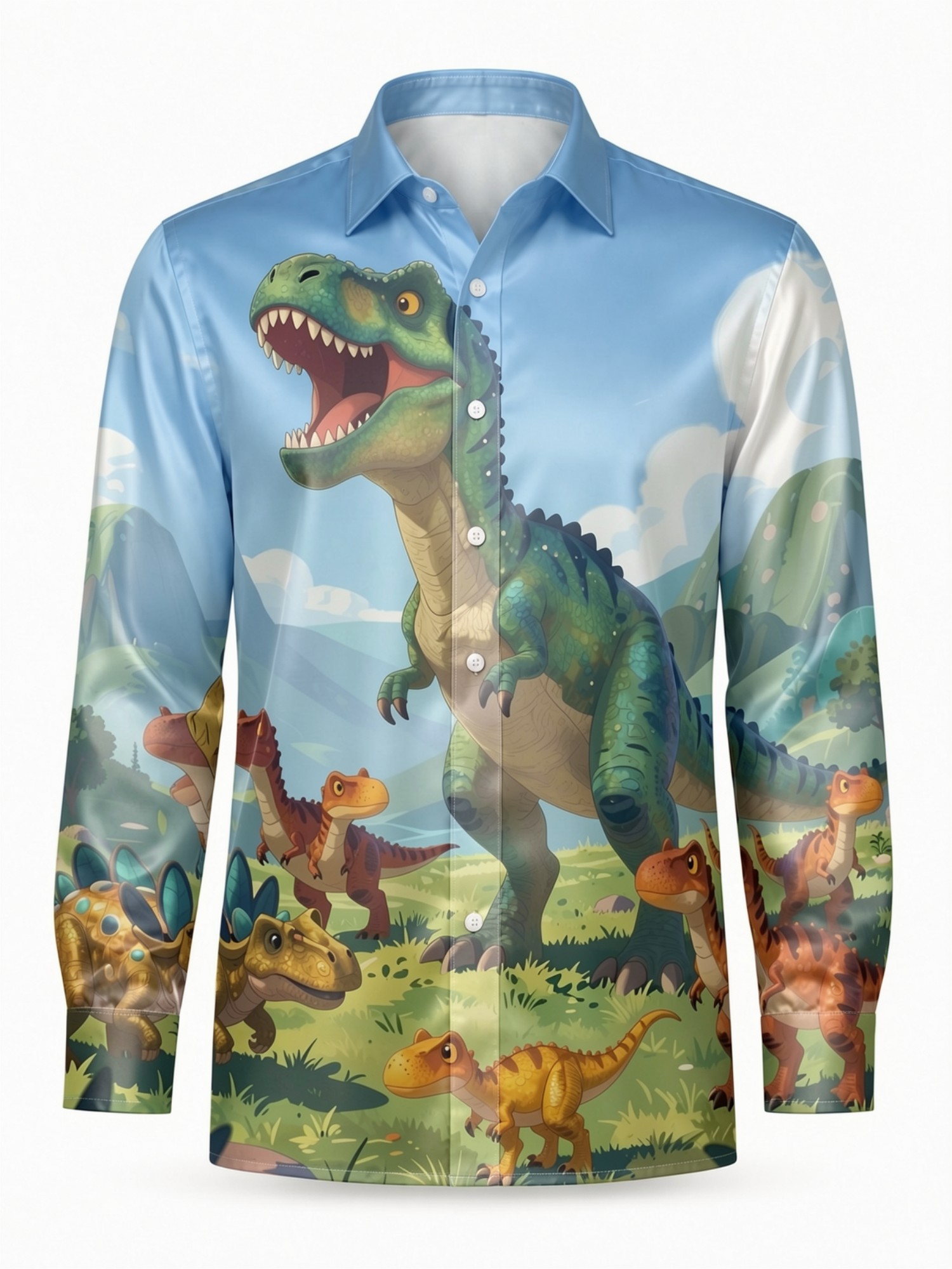 Mens Fashion Satin Long Sleeve - Resort Shirt Floral ulasan dan harga