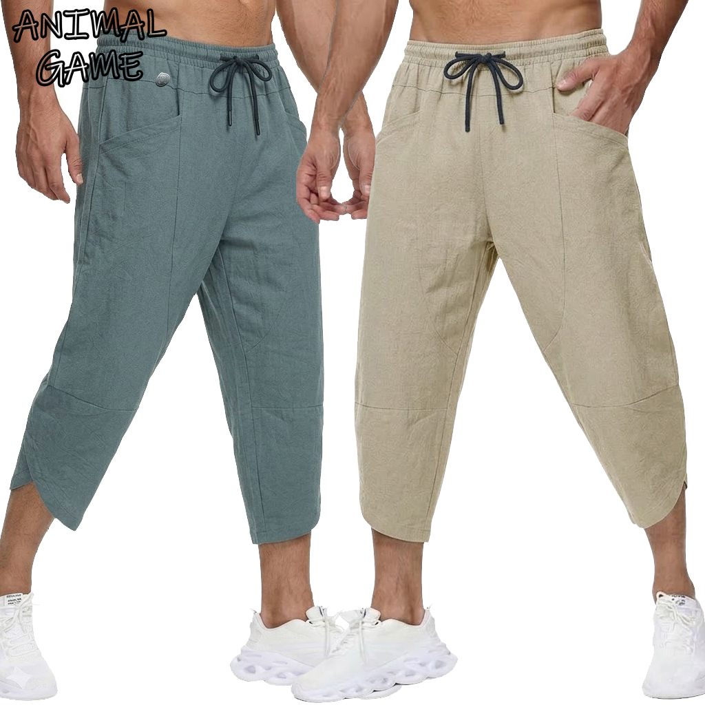 Summer Men's Linen Casual Shor - Short Linen Drawstring ulasan dan harga