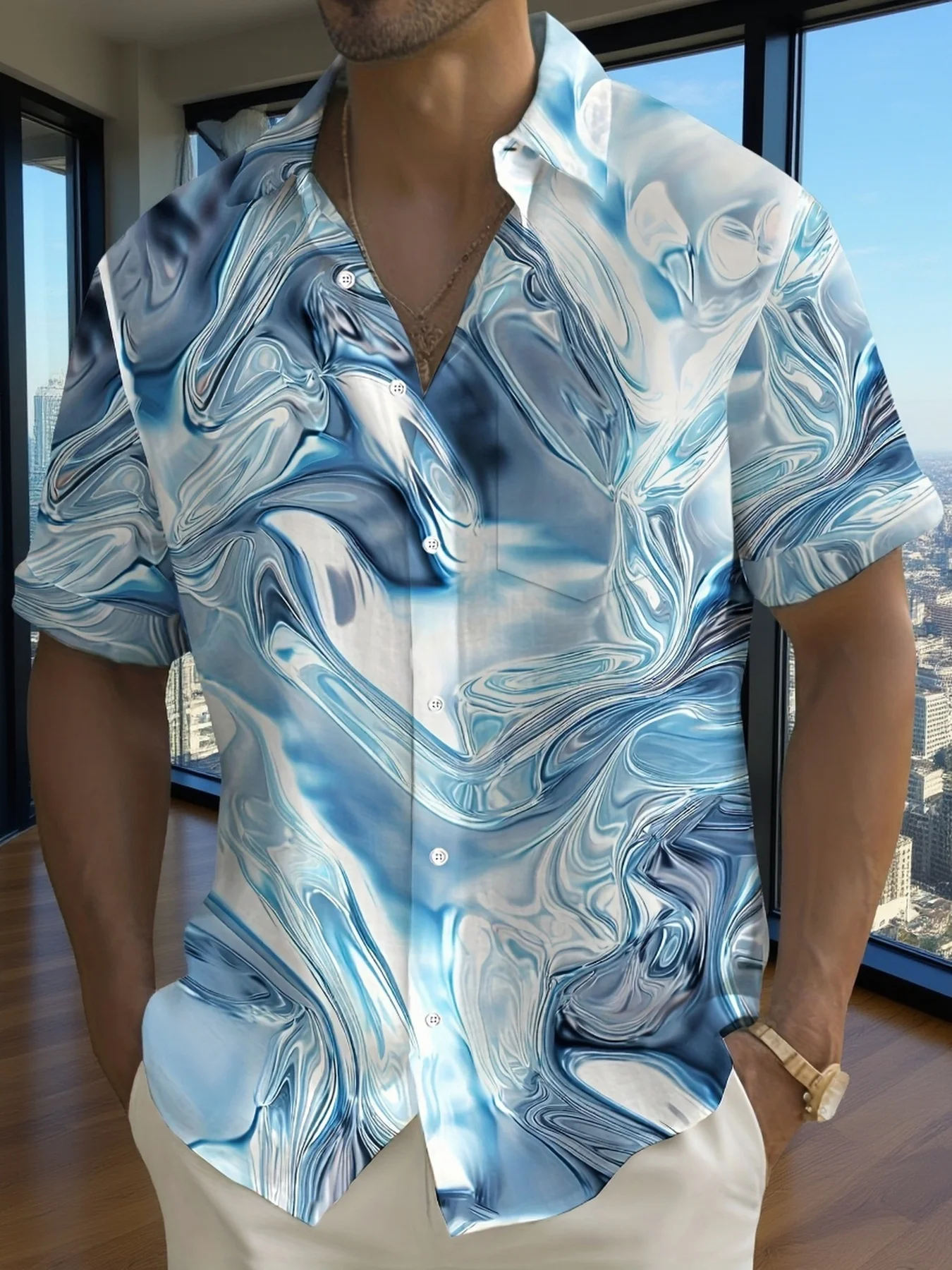 Minimal Ink Texture Lapel Reso - Resort Shirt Floral ulasan dan harga