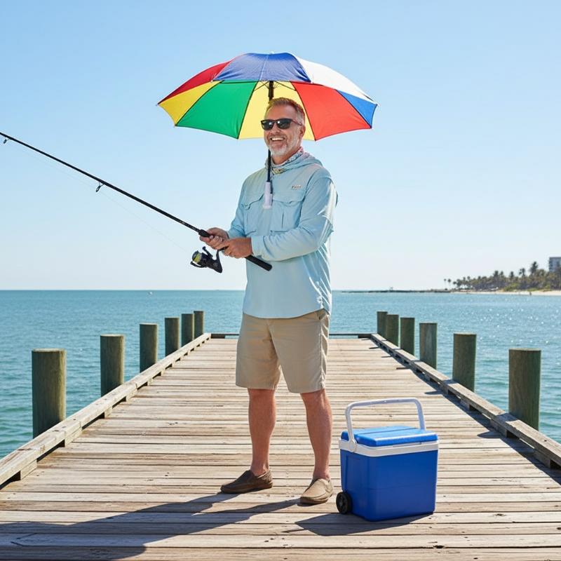 @*Head-mounted Umbrella Foldab - Bucket Hat Straw ulasan dan harga