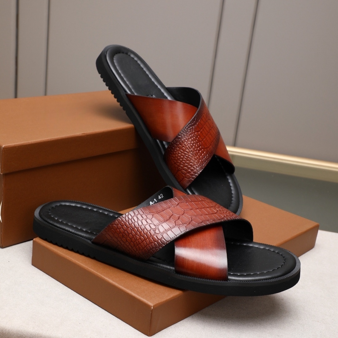 Luxury Brand Men's Shoes Handm - Flip Flop Leather Men ulasan dan harga