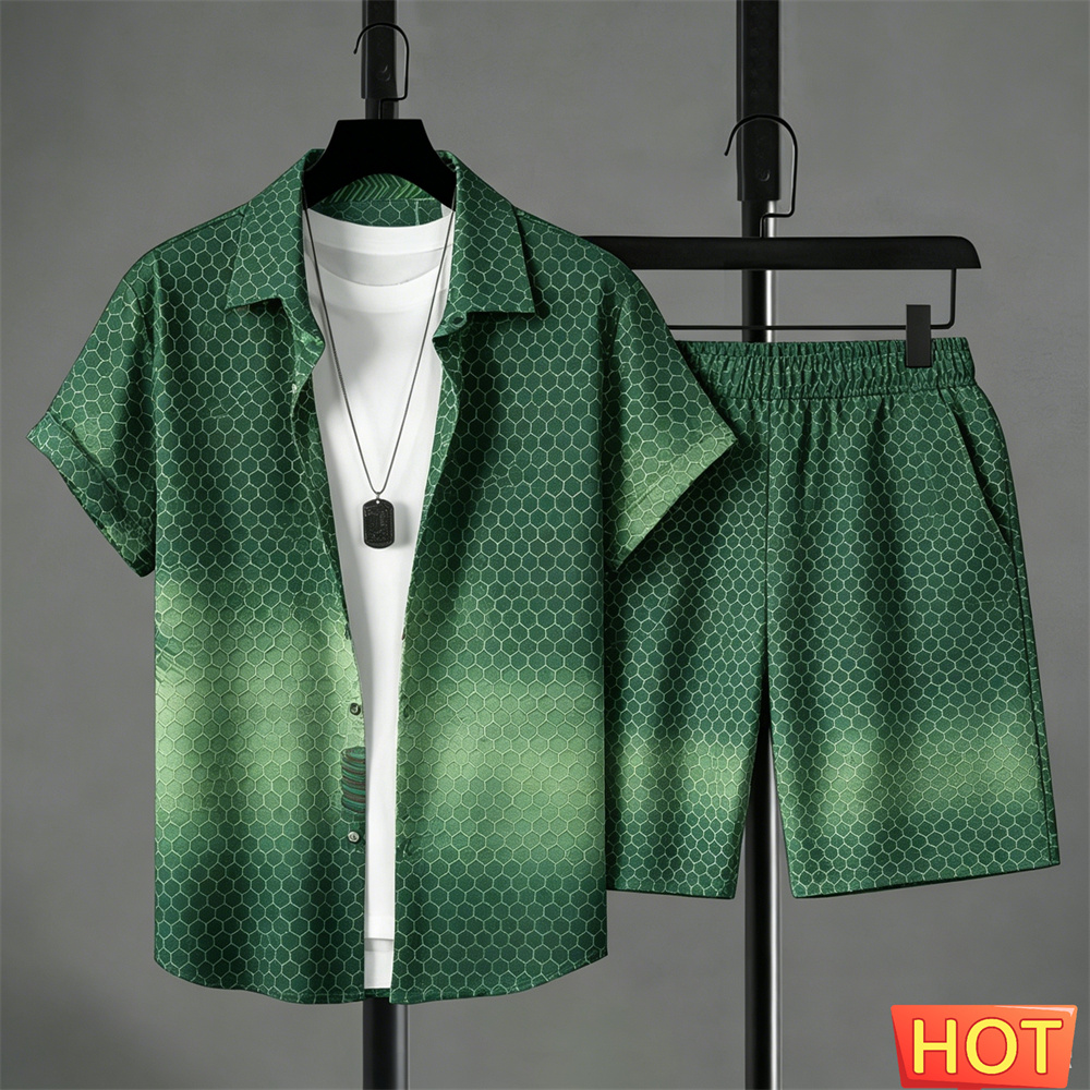 Summer Outfits Man Shirt Set G - Shirt Camp Collar ulasan dan harga