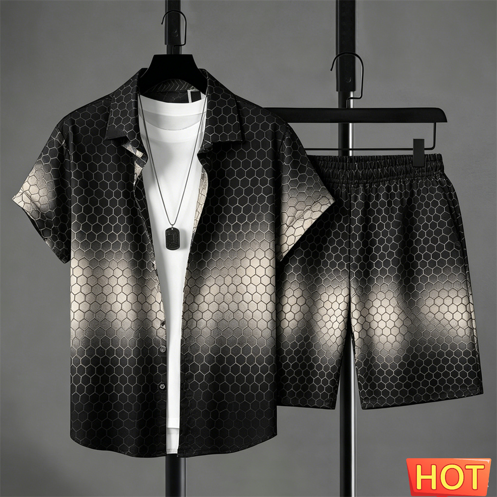 Summer Outfits Man Shirt Set G - Shirt Camp Collar ulasan dan harga