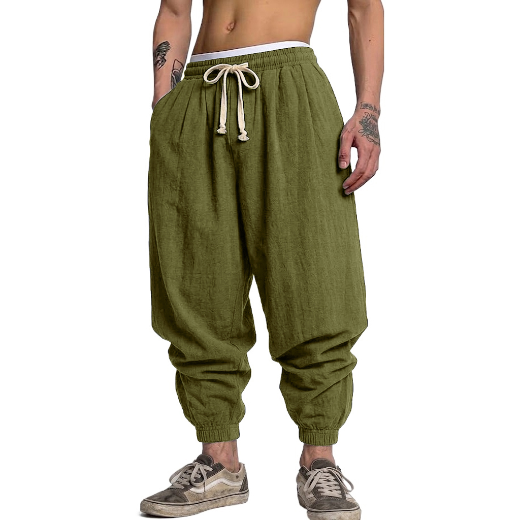 Korean Cotton Linen Trousers A - Short Linen Drawstring ulasan dan harga