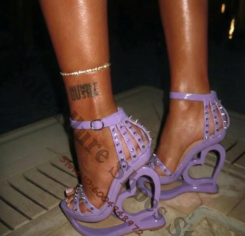 Hot Pink Spike Stud Caged Hear - Casual Sandal Leather ulasan dan harga