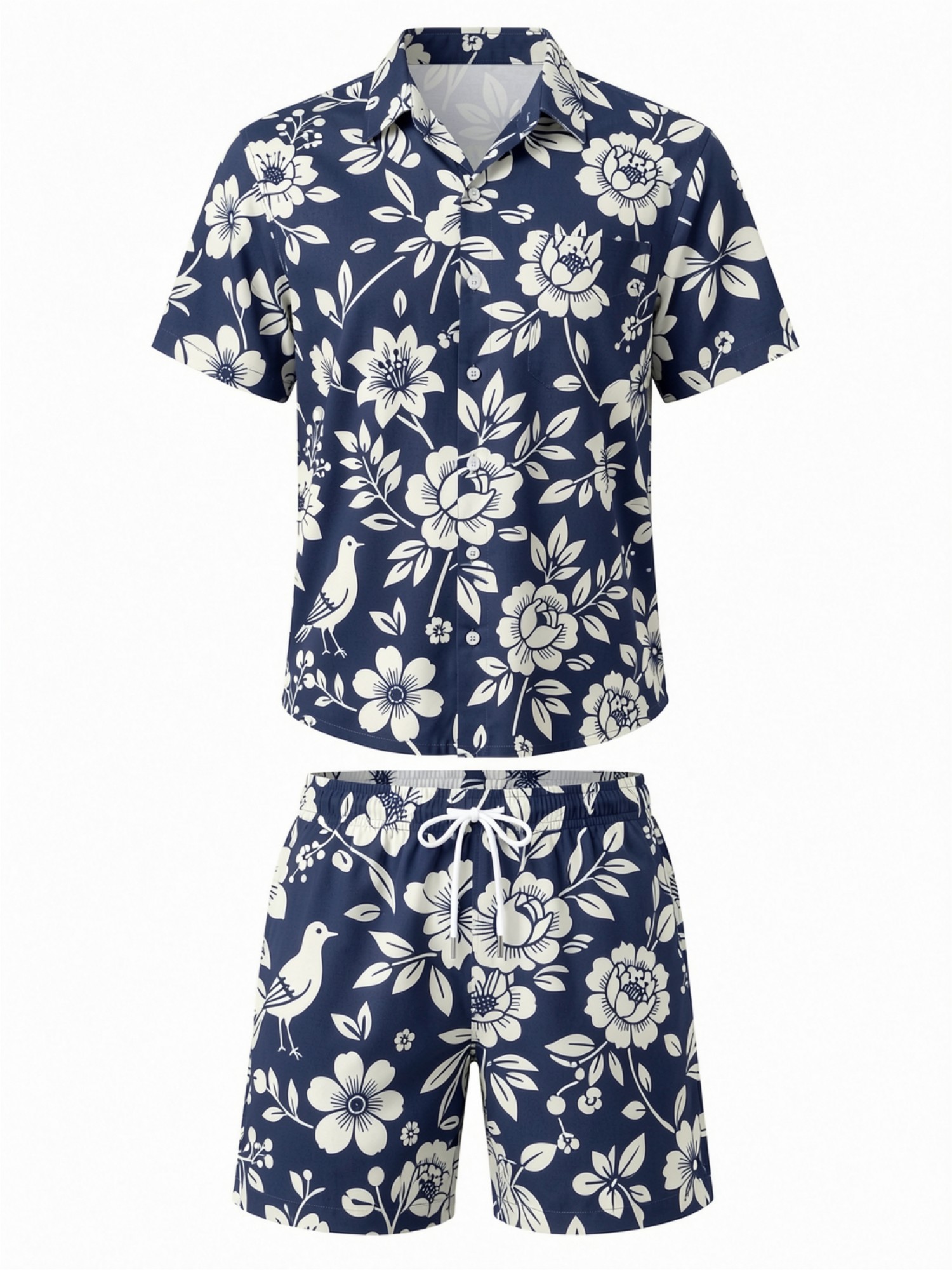 Mens Floral Short Sleeve Shirt - Resort Shirt Floral ulasan dan harga