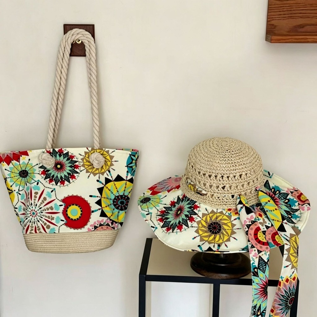 Boho Straw Sun Hat and Beach B - Bucket Hat Straw ulasan dan harga