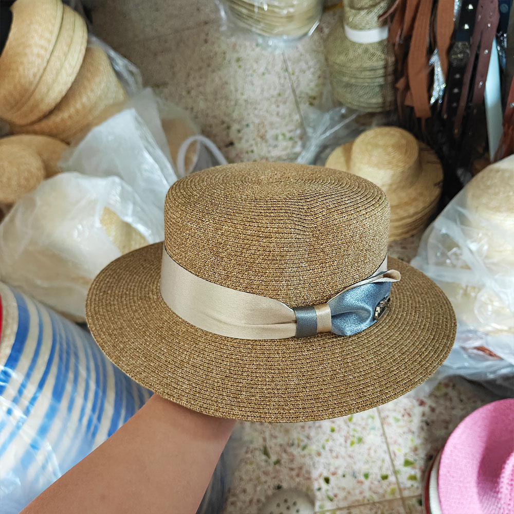 1pcs Luxury Elegant Women Summ - Bucket Hat Straw ulasan dan harga