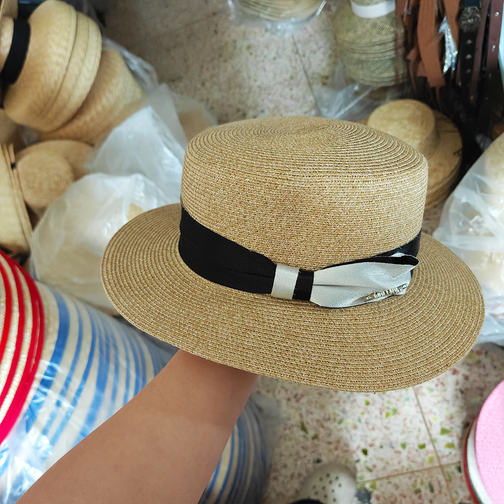 1pcs Luxury Elegant Women Summ - Bucket Hat Straw ulasan dan harga