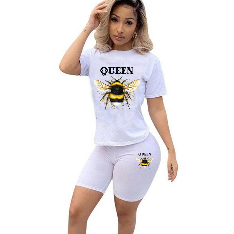 Women Two Piece Set Summer Sho - Tee Graphic Print ulasan dan harga