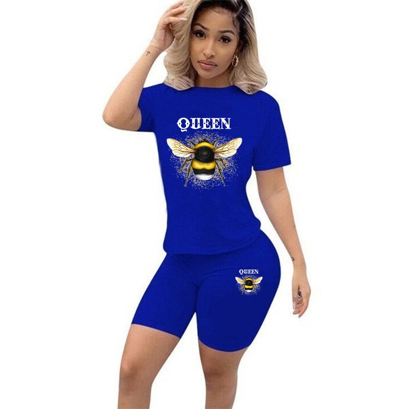 Women Two Piece Set Summer Sho - Tee Graphic Print ulasan dan harga