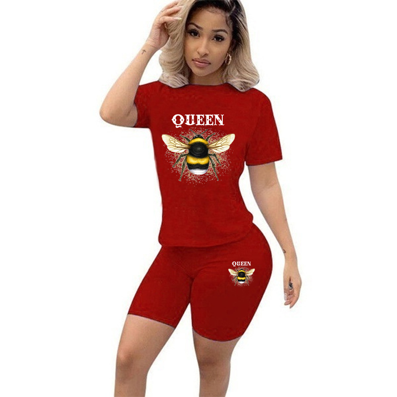 Women Two Piece Set Summer Sho - Tee Graphic Print ulasan dan harga