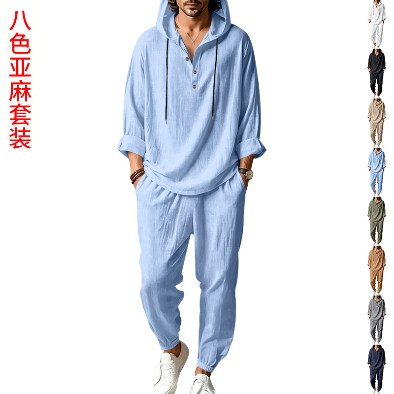 Men's Summer Linen 2 Piece Set - Short Linen Drawstring ulasan dan harga