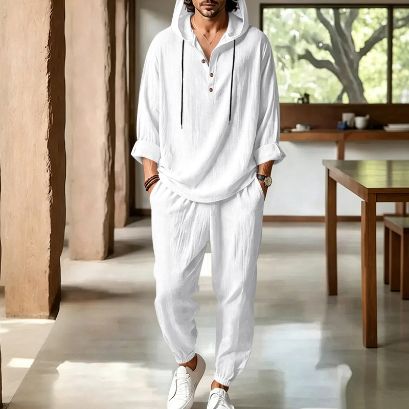 Men's Summer Linen 2 Piece Set - Short Linen Drawstring ulasan dan harga
