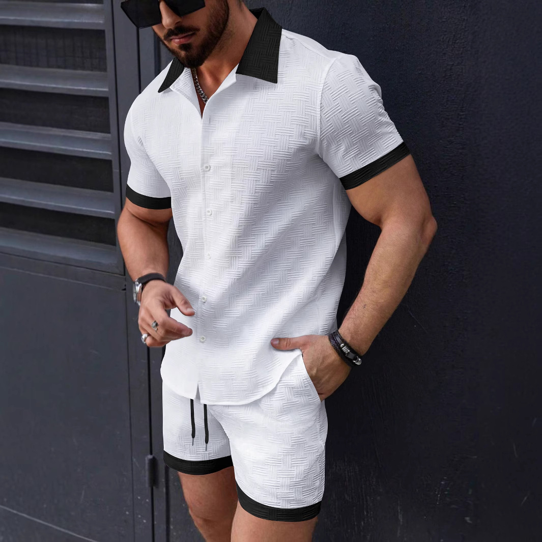 Matching Sets Trend Men Suit   - Short Linen Drawstring ulasan dan harga