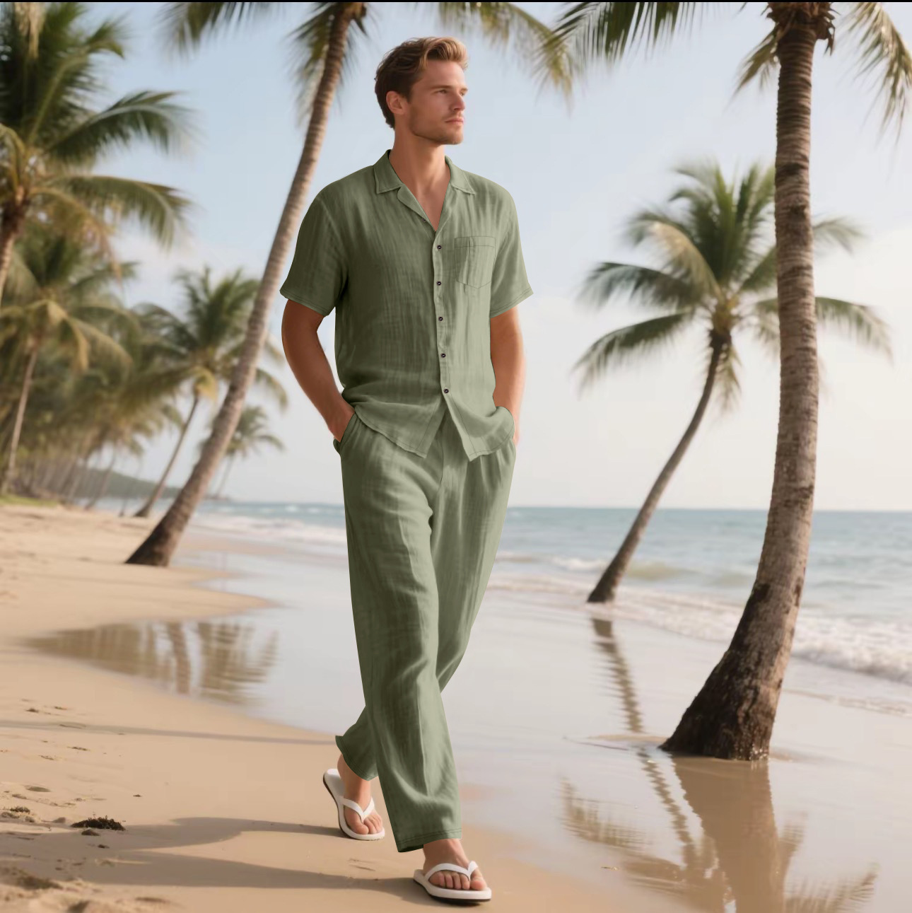 Summer Men's New Linen Casual  - Short Linen Drawstring ulasan dan harga