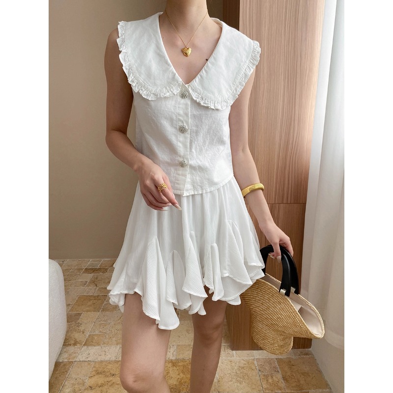 2025 Linen Cotton Sweet and Ge - Shirt Camp Collar ulasan dan harga