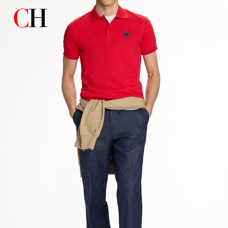 CH Red Accent Circular Rubber  - Polo Shirt Pique ulasan dan harga