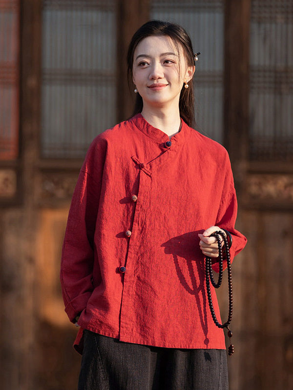 New Chinese Style Zen Meditati - Linen Shirt Breathable ulasan dan harga