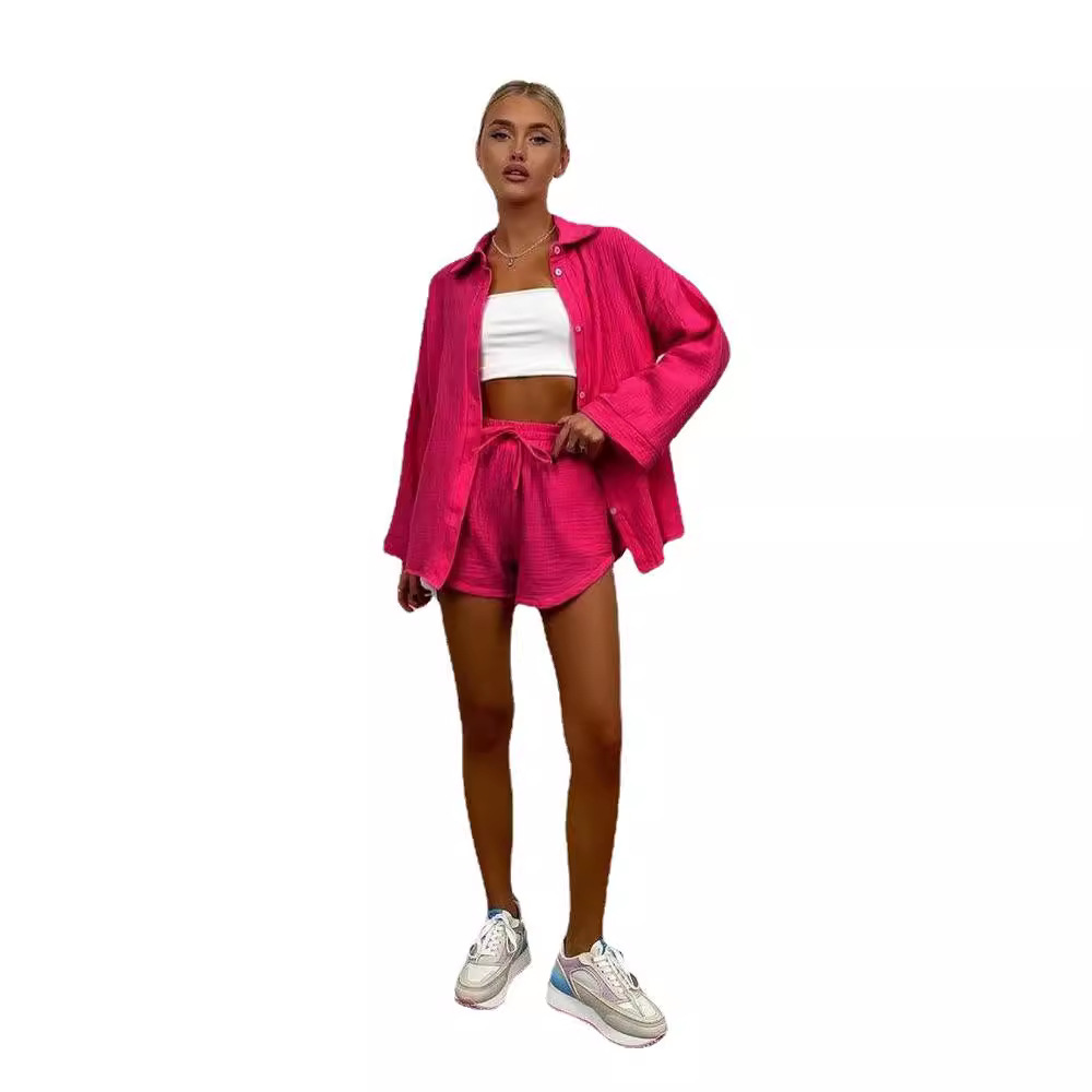 Three Piece Short Sets Women S - Short Linen Drawstring ulasan dan harga